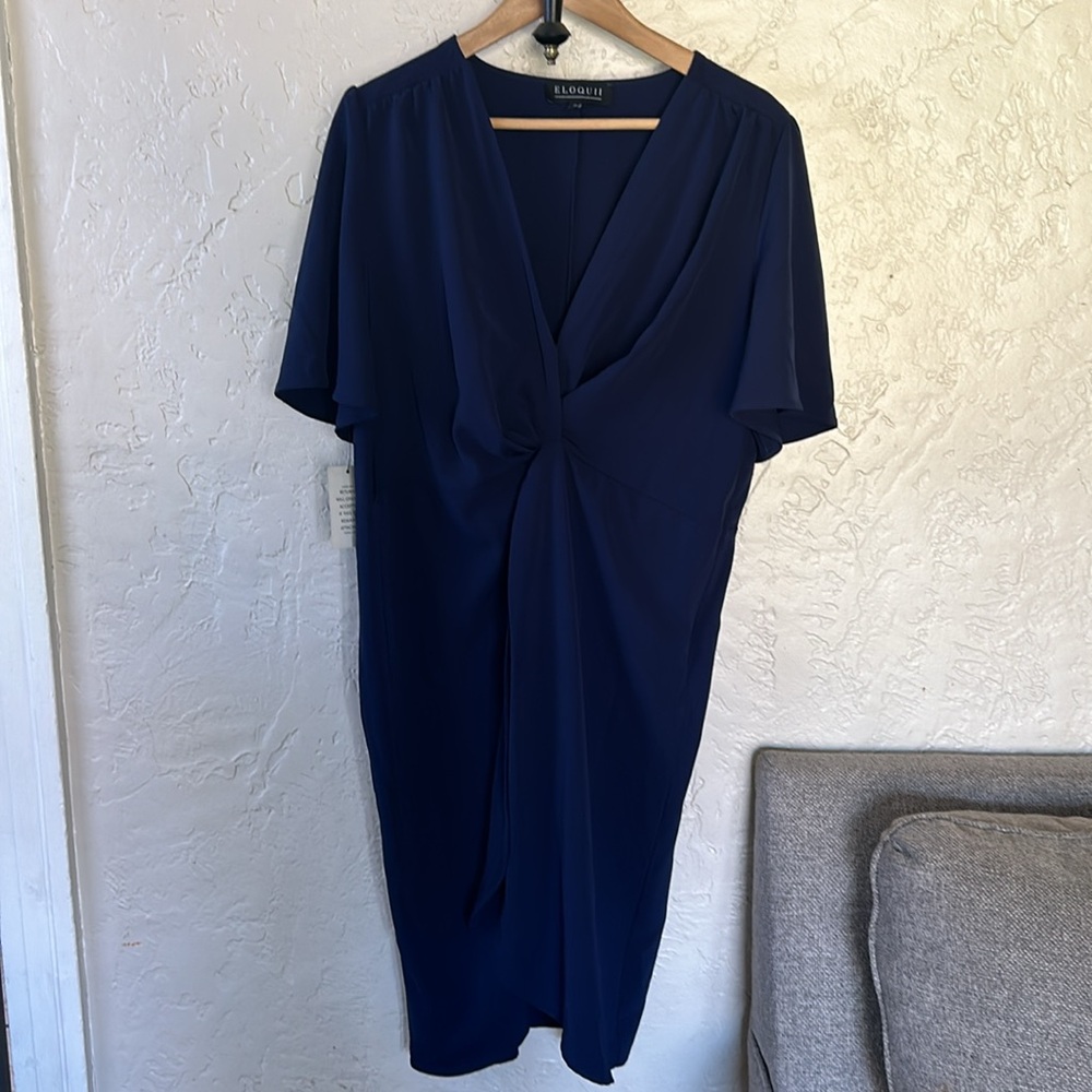 Eloquii Navy Twist Front Dress